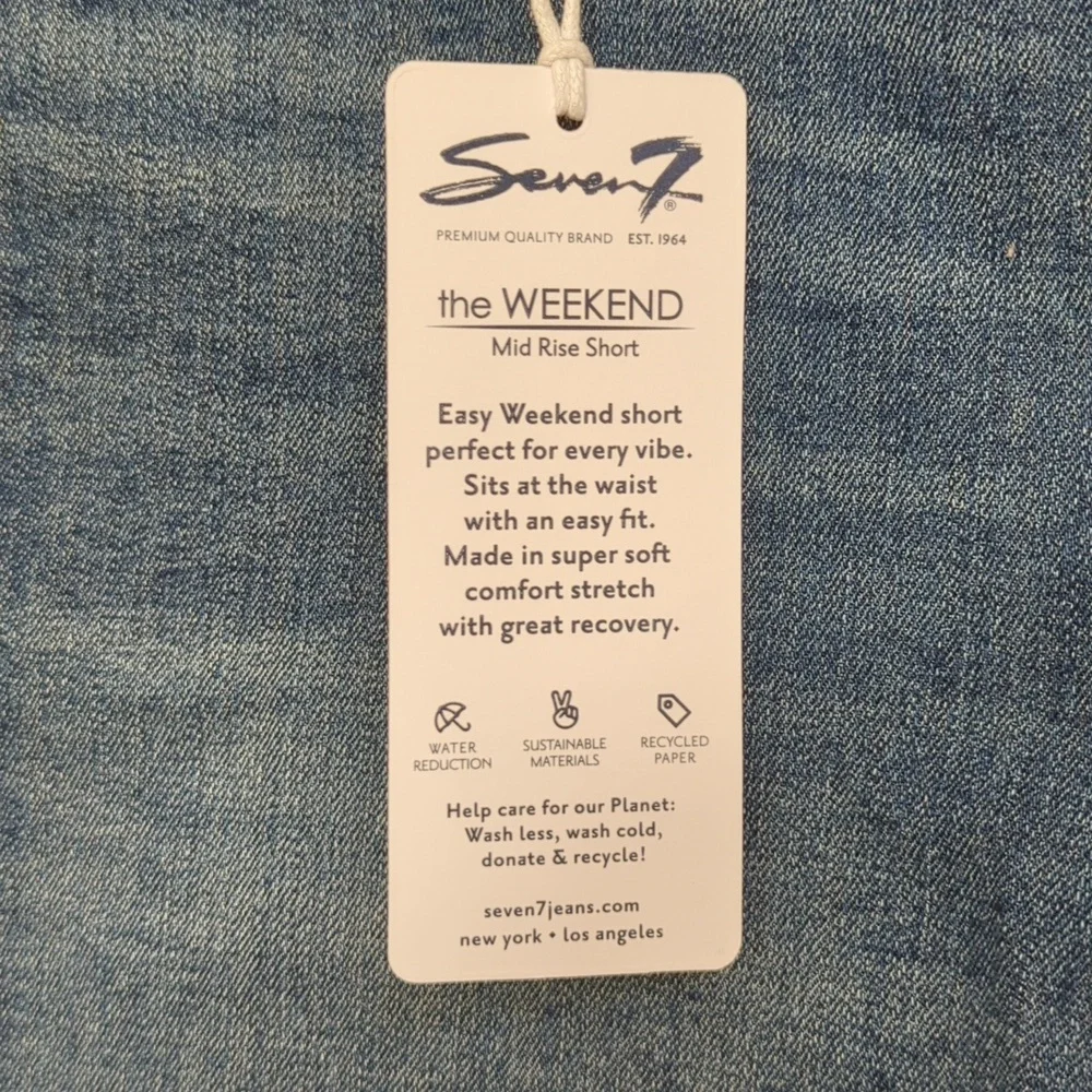 Seven 7 the Weekend Mid Rise Raw Hem Boyfriend Denim Jorts Shorts Size 14